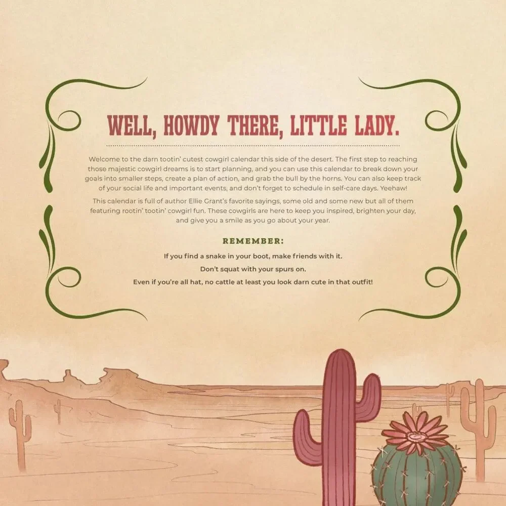 2027 Theres a Snake in My Boot Wall Calendar Western Cowgirl 12 Month Country
